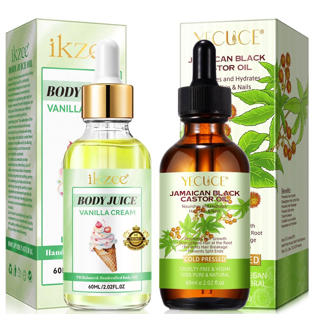 60ml Body Juice Oil Vanilla Cream+Jamaican Black Glass Bottles with Dropper