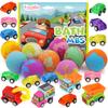 Bath Bombs for Kids with Toys Inside, 9 Pack Handmde Bath Bombs Set with Pull-Back Cars Inside, Rich Foam Color Bubble Set Boys Girls for Skin Moisturizing view 1