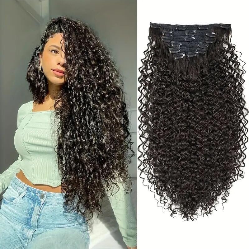 26inch Jerry Curly Protein Fiber for Woman Hair Extensions Long Hair for Hair Loss Natuaral Fashion Hairpiece (Black)