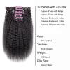 Hair Extensions 10pcs Kinky Straight Clip in Hair Extensions Real Human Hair Clip ins Natural Black Double Weft Clip ins for Women 120g Kinky Straight Clip on Extensions Human Hair Hair Pieces(10inche view 2