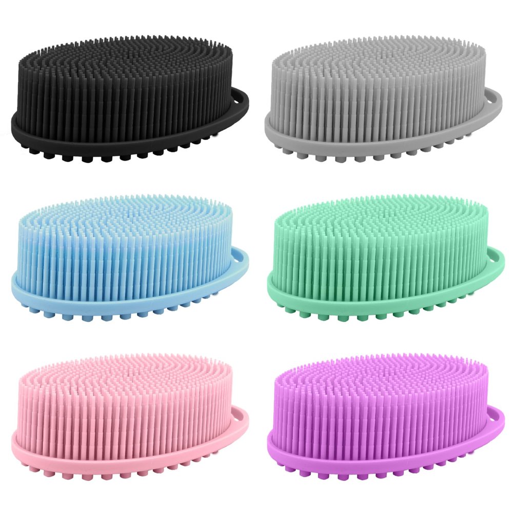 6 Pack Silicone Body Scrubber, Soft Silicone Loofah Exfoliating Body Scrubber Fit for All Kinds of Skin, Clean and Sanitary