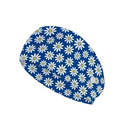 Goronwyfloyd Daisy Blue Headbands with Button Women's and Men's Turban Non-Slip Workout Headbands Hair Bands Protect Your Hair and Ears Easy to Use and Clean