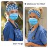 Goronwyfloyd Daisy Blue Headbands with Button Women's and Men's Turban Non-Slip Workout Headbands Hair Bands Protect Your Hair and Ears Easy to Use and Clean view 3