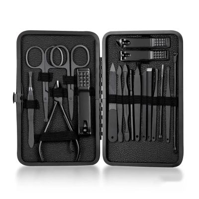 WEIWO Black Nail Clippers Set Nail Clippers Pedicure Kit Trim Care Kit with Travel Case Kit