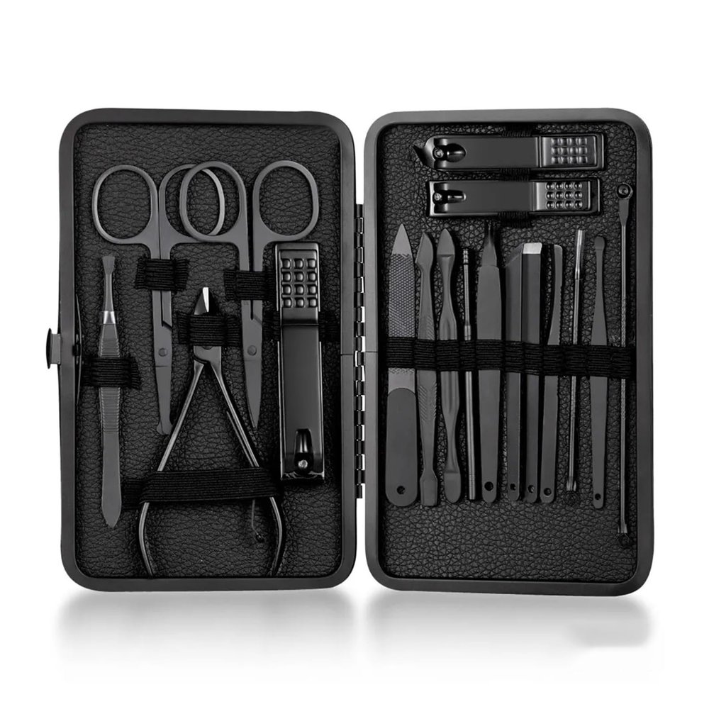 WEIWO Black Nail Clippers Set Nail Clippers Pedicure Kit Trim Care Kit with Travel Case Kit