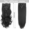 24inch long straight 16 clips hair extensions for woman for hair loss clip in hair natural hairpiece (Natural black) view 3