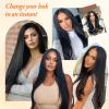 24inch long straight 16 clips hair extensions for woman for hair loss clip in hair natural hairpiece (Natural black) view 4