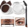 2 in 1 Makeup Kit with Eyebrow Gel,Shaping Wax & Duo Brush, Waterproof Dark Brown Pomade for Fill and Detail Brows, Clear Brow Styling Gel Lift for Fluffy Feathery Brow Breeze view 1
