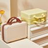 Bottone 14 Inch ABS Cosmetic Bag Portable Travel Makeup Suitcase Decorative Hand Luggage Carrying Bag for Women Girls, Yellow with pink view 2