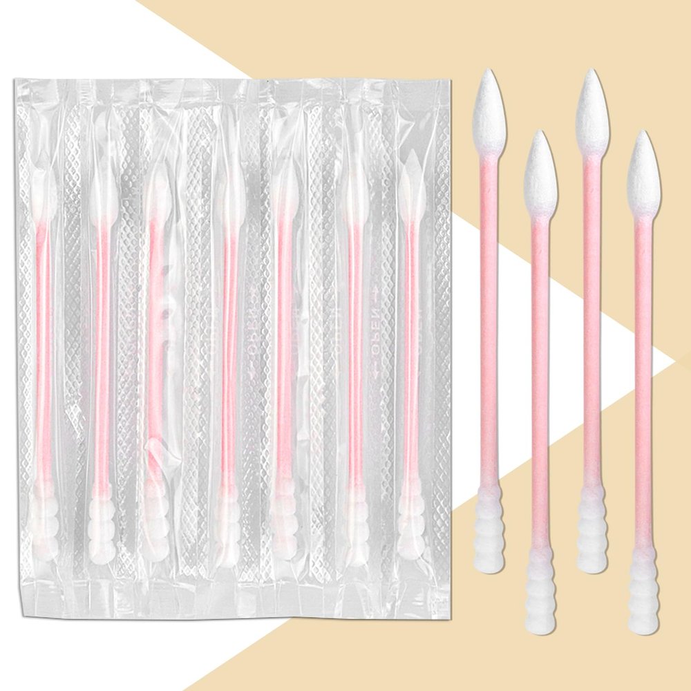 1000 Count Cotton Swabs Individually Wrapped, Travel Cotton Swabs, Cotton Stick, Spiral Pointed Cotton Swab, Round Tip Cotton Swab, Individually Wrapped Double Tipped Cotton Swabs for Ear,Makeup(pink)