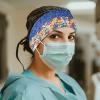 Goronwyfloyd Hippie Flower and Blue Cow Stripes Nursing Headbands for Women Anti-Slip Wide Nursing Headbands for Unisex Elastic Ear Protection Holder for Nurse's Day Sports view 2