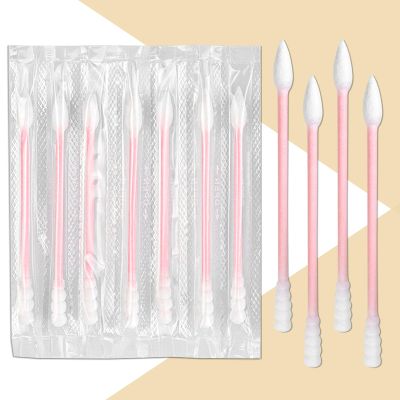 300 Count Cotton Swabs Individually Wrapped, Travel Cotton Swabs, Cotton Stick, Spiral Pointed Cotton Swab, Round Tip Cotton Swab, Individually Wrapped Double Tipped Cotton Swabs for Ear,Makeup