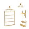 FFanhia 4-Tier Nail Polish Storage Rack Metal Wall Mounted Nail Polish Display Rack Gold Birdcage Shape Cosmetic Display Case for Spa Nail Salon Shop view 4
