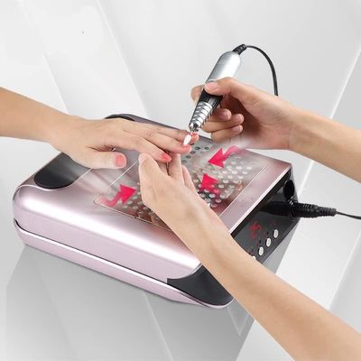2 in 1 Dust Collector, Nail Vacuum & Nail Drilling Machine, Nail Dust Collector for Acrylic Nails, with Reusable Filter Nail Ventilation System, for Nail Salon Pink