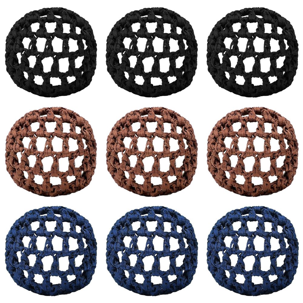 9Pcs Ballet Hair Bun Cover, Hair Nets for Buns, Dance Hair Bun Ballet Net Stretchy Elastic Bun Hair Net, Hair Bun Holder Hair Accessories for Dancer Skater Bank Clerk, Women Ballet