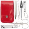 3 Swords Germany - brand quality 6 piece manicure pedicure grooming kit set for professional nail care with red synthetic leather case - Made in Germany view 1