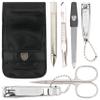 3 Swords Germany - brand quality 6 piece manicure pedicure grooming kit set for professional nail care with black synthetic leather case - Made in Germany view 1