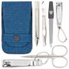 3 Swords Germany - brand quality 6 piece manicure pedicure grooming kit set for professional nail care with jeans textile case - Made in Germany view 1