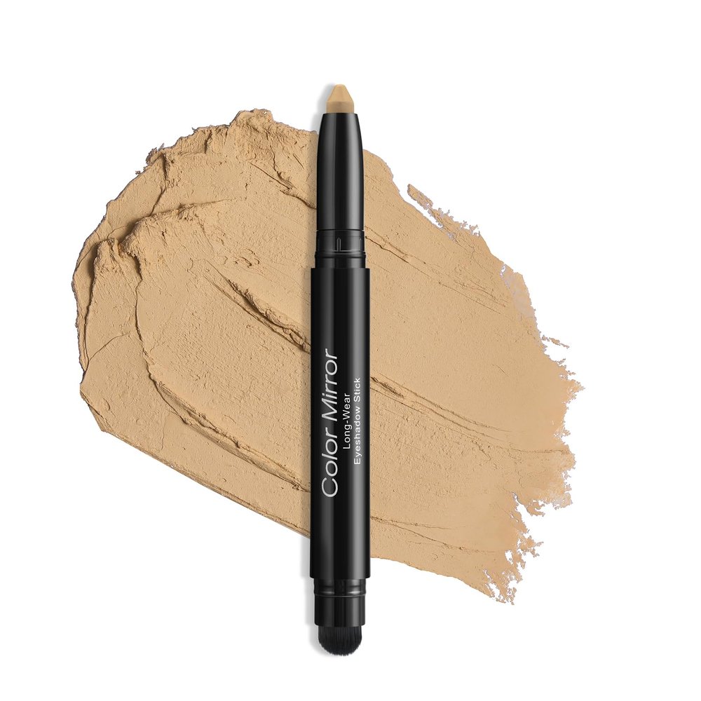 Color Mirror Longwear Cream Eye Shadow Sticks(25 Matte Milk Tea), Smudge-Proof, Waterproof Eyeshadow,Silky Formula Glitter With Makeup Brush,Nude Eyeshadow Stick