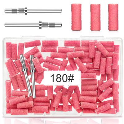 180 Grit Small Nail Sanding Sands, 100 Pcs Pink Sanding Bands for Nail, 180 Fine Grit Sanding Bands for Nail with 3.1 MM Nail Drill Bit, Small Sanding Bands for Natural Nails Acrylic Gel