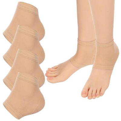 4 Pcs Moisturizing Gel Heel Socks Moisturizing Heel Repair Socks Toeless Socks Heel Protector for Cracked Heel Padded Sleeve Socks for Women Men Foot Care (Complexion)