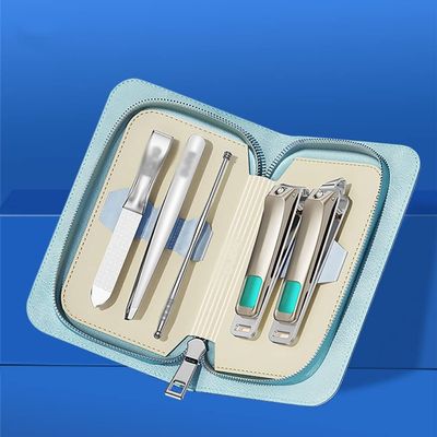 5 in 1 Manicure Tools Stainless Steel Nail Clippers Set Ear Spoon Skin Fork Nail File Hand Care (Color : Green, Size : 5pcs) (Green 5pcs)