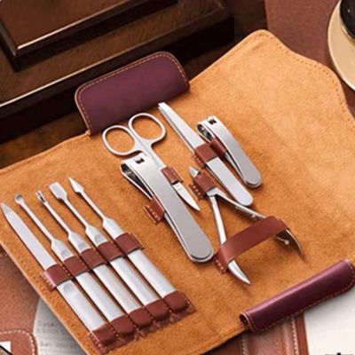 Manicure Set 10 in 1 Full Function Kit Professional Stainless Steel Pedicure Sets with Leather (Color : A) (B)