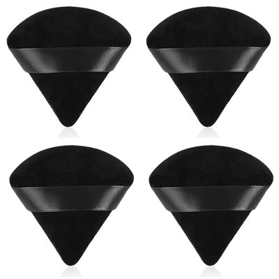 4Pcs Black Powder Puffs for Face Powder,Triangle Sponges for Makeup,Velour Powder Puffs Setting powder puff for Loose Mineral Powder Cosmetic Body Contouring Tools