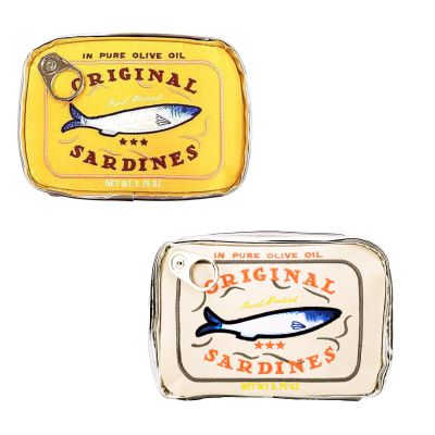 AZURAOKEY 2 Piece Set Canned Sardines Makeup Bag Aesthetic Toiletry Bag For Women