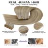 LaaVoo Seamless Clip in Hair Extensions Blonde Seamless Hair Extensions Clip ins Dark Ash Blonde Highlights Light Blonde Seamless Clip ins Hair Extension Real Human Hair PU Weft 14 Inch 7pcs/110g view 3