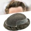 Right Hair Human Hair Toupee For Men Swiss Lace Toupee Hairpiece Bleached Knot Hair Piece For Men Hair Replacement Mens Toupee 7X9#440#4 Medium Brown+40% Grey 80% Density view 1
