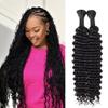 20 Inch Human Braiding Hair for Boho Braids Human Hair 100g 2 Bundles Deep Wave Bulk Human Hair for Braiding No Weft Curly Braiding Hair Bulk Hair Extensions Real Human Hair Natural Color view 1