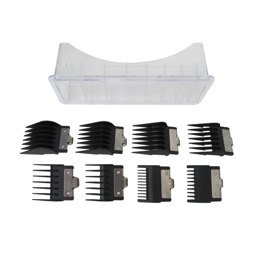 HaeKap New Set of 8 Clipper Guards with Metal Clip Attachment Guards Replacement for BaBylissPRO Barberology FX870 / FX880 / FX890 / FX825 / FX673 Clippers
