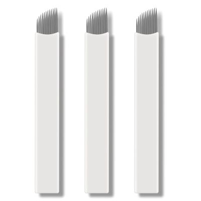 80PCS White 0.20mm Microblading Needles Disposable Eyebrow Microblading Baldes,Microblading Hand Tool Needle,Tattoo Brow Blade for Embroidery Pen Semi-Permanent Makeup (80PCS 12Pins)