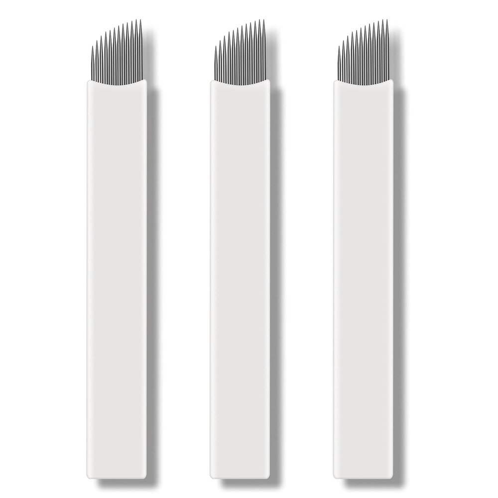80PCS White 0.20mm Microblading Needles Disposable Eyebrow Microblading Baldes,Microblading Hand Tool Needle,Tattoo Brow Blade for Embroidery Pen Semi-Permanent Makeup (80PCS 12Pins)