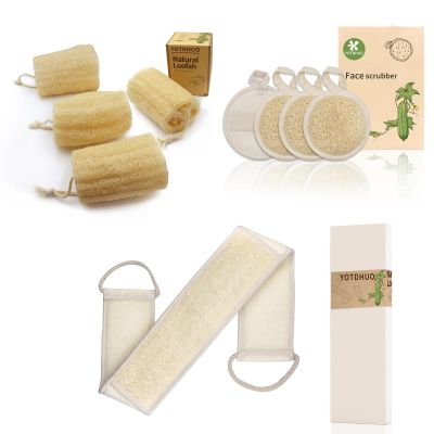 4.7'' Natural Loofah(4Pack) Back Scrubber for Shower(1 Pack) Face Scrubber(4pak)