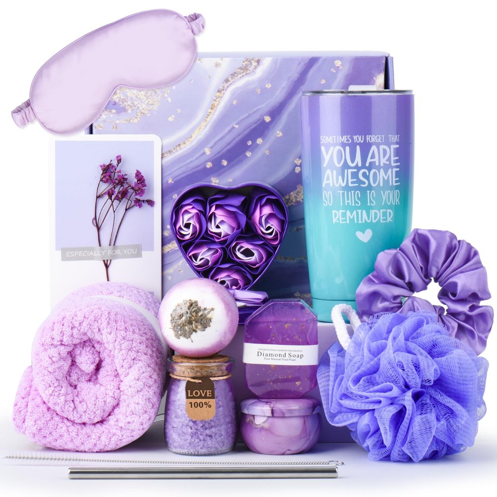 Birthday Gifts for Women,Unique Relaxing Spa Gift Baskets for Women,Self Care Get Well Care Package,Mothers Day,Wife Bday Gift Ideas for Her Best Friend,Coworker,Sister,Teacher