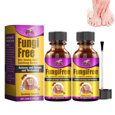 ERMOPATRY Bee Venom Nail Care Solution, Foot Care Soothing Serum, Soft Nail Cream with Brush Head for Athletes Foot, Thick Toe Care, Thick, Broken, Discolored or Damaged Nail (2pcs)