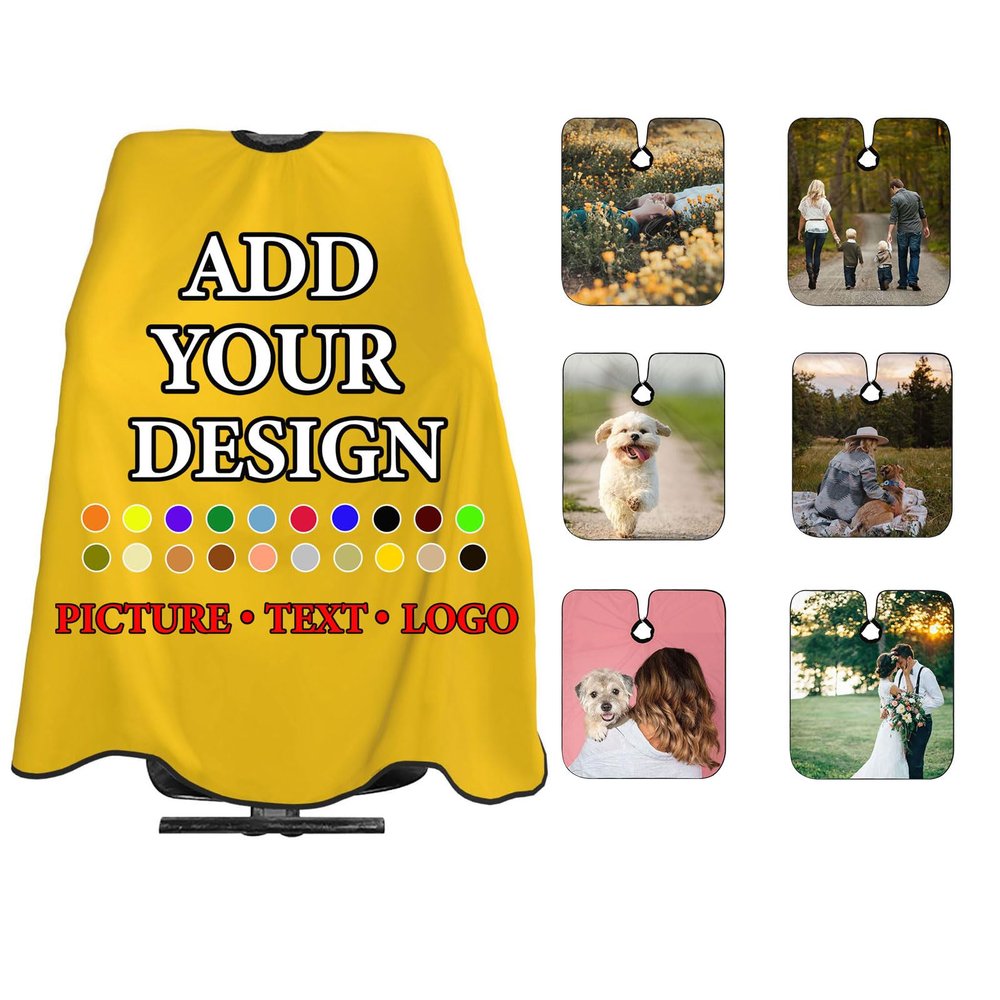 Custom Barber Cape Design Your Own Photo Text Hairdresser Capes for Adults, Personalized Barber Apron with Adjustable Neckline, for Hair Styling Barbershop55 x 66 In