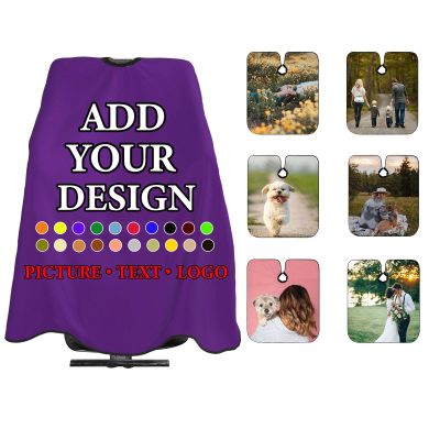 fovditca Custom Barber Cape - Design Your Own Photo Text, Personalized Adjustable Neckline Hairdressing Apron, for Men Women, 55 x 66 Inche