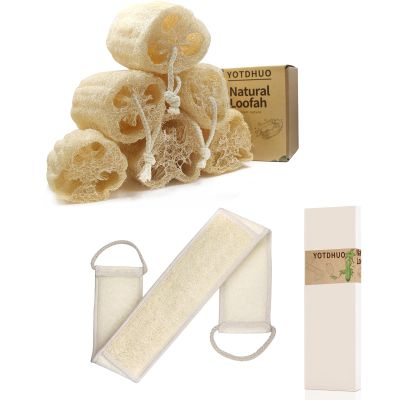 4.7'' Natural Loofah(6Pack) Back Scrubber for Shower(1Pack)