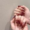 ZIIVIEVS Handmade Nail Wearing Christmas Wine Red Halo Dye Nail Beauty Wedding False Nails(XS), 1 Count (Pack of 1) view 2