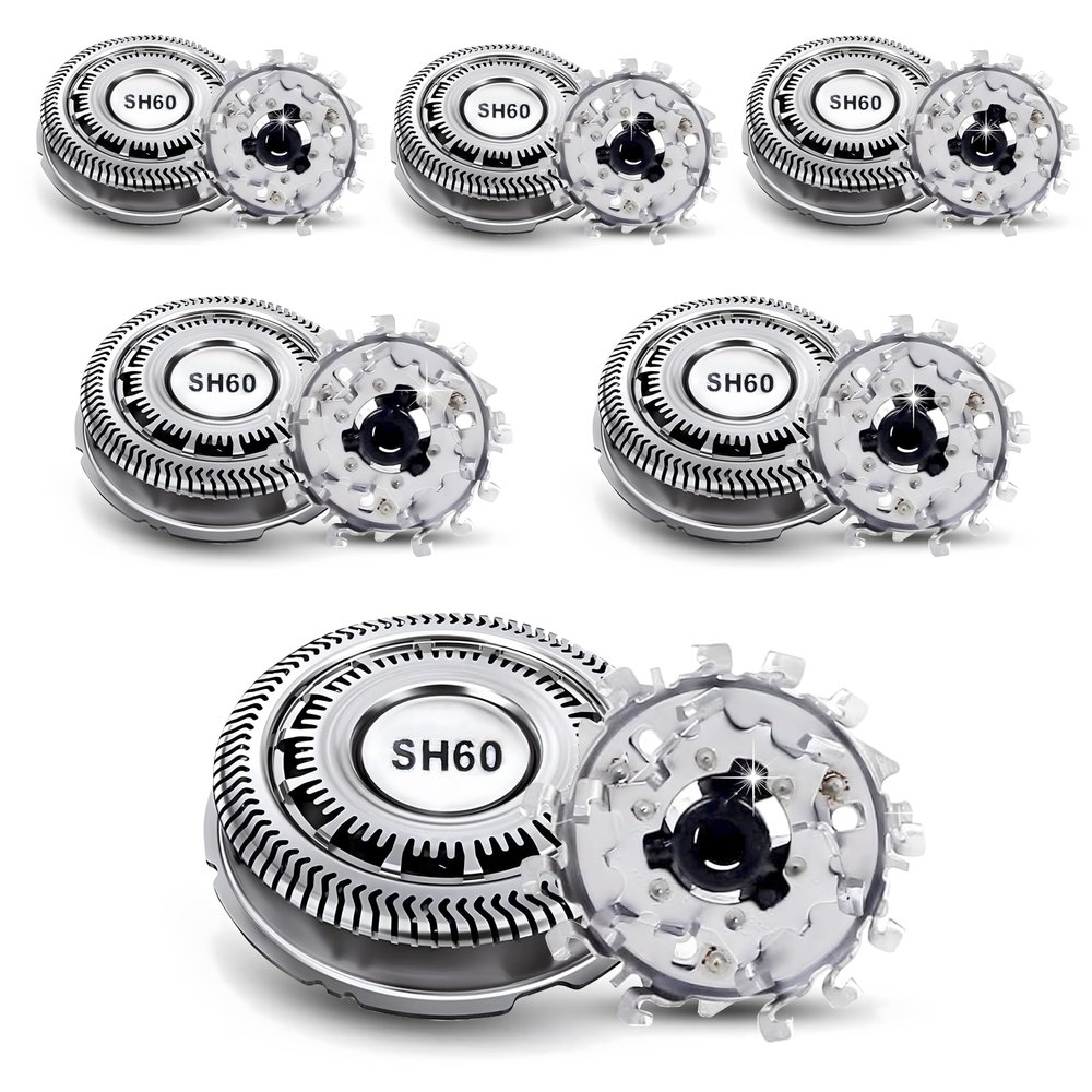 6-Pack Compatible with SH60 Norelco Replacement Heads 6000 Series S6810 S6820 S6850 S6880/81, Upgraded Blades for Philips Norelco 6000 Replacement Heads, Fit for Shaver Series 6000 S6810/82 S6850/85