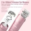 Akunbem Bikini Trimmer for Women - 2 in 1 Electric Razors for Women - Dual Head Electric Shaver - IPX7 Waterproof Wet & Dry Use Body Hair Trimmer and Facial Hair Remover for Bikini Underarm Leg Arm view 2