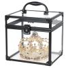 FRENESSA Portable Makeup Case Clear Crown Box Cosmetics Display Case Toiletry Organizer Box Transparent Acrylic Artists Train Case Travel Makeup Tools Storage for Vanity Bathroom Counter Dresser Case view 1