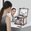 FRENESSA Portable Makeup Case Clear Crown Box Cosmetics Display Case Toiletry Organizer Box Transparent Acrylic Artists Train Case Travel Makeup Tools Storage for Vanity Bathroom Counter Dresser Case view 3