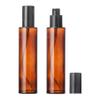 2Pcs 120Ml/4oz Amber Glass Lotion Pump Bottles with Black Cap Empty Upscale Soap Dispenser Jars Refillable Remover Oil Bottles view 1