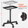 TASALON Salon Tray on Wheels,Rolling Tray Trolley for Salon Essentials, Adjustable Height Provides Ample Storage for Hairstylist, Tattoo and Clinic Use - Black view 2