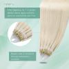 Easyouth Micro Bead Hair Extensions Blonde Microlink Hair Extensions Human Hair White Blonde 14 Inch 50g 50s Invisible Micro Ring Hair Extension Human Hair Short Straight Hair view 4