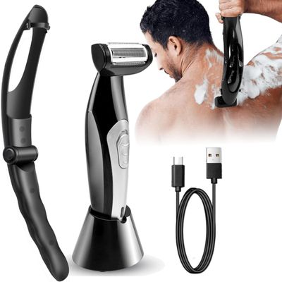 Multi Fuctional Chest Back Shavers for Men, Wet Dry Use Back Extreme Reach Removable Handle Shavers